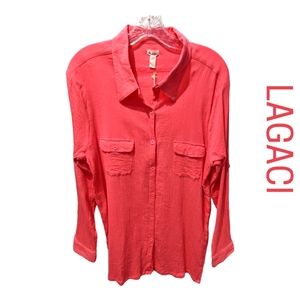 LAGACI Stretchy Button Down Shirt